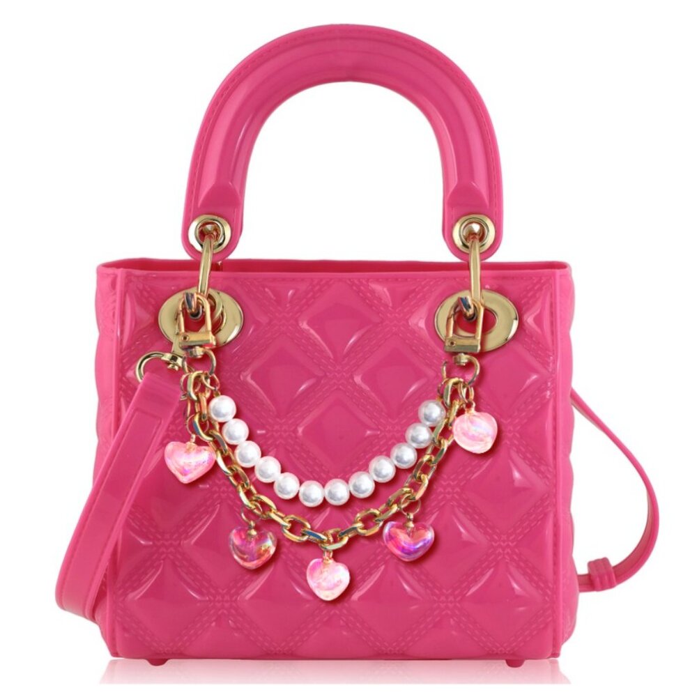 Pearl: Flamingo Pink Heart Bag